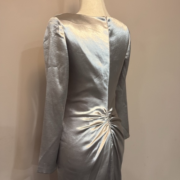 NEW Aidan Mattox evening gown maxi dress slit cut out silver formal wear - Picture 10 of 16